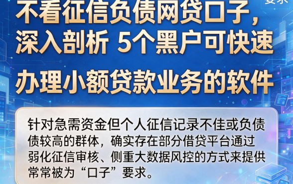 不看征信负债网贷口子,深入剖析5个黑户可快速办理小额贷款业务的软件