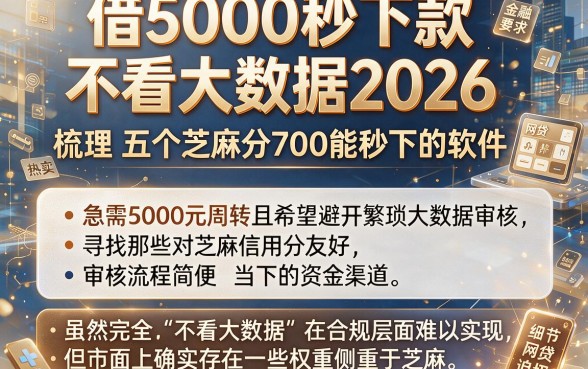 借5000秒下款不看大数据2026,梳理五个芝麻分700能秒下的软件