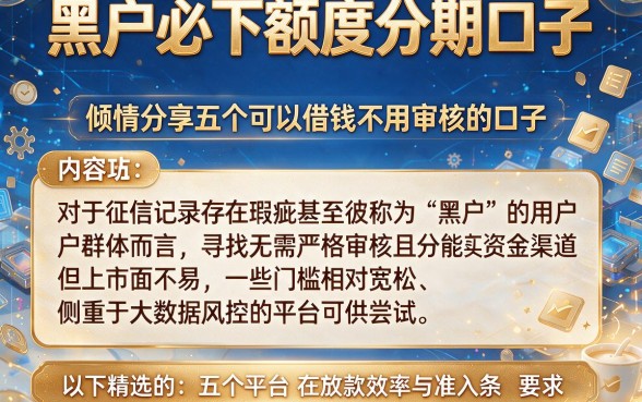 黑户必下额度分期口子,倾情分享五个可以借钱不用审核的口子