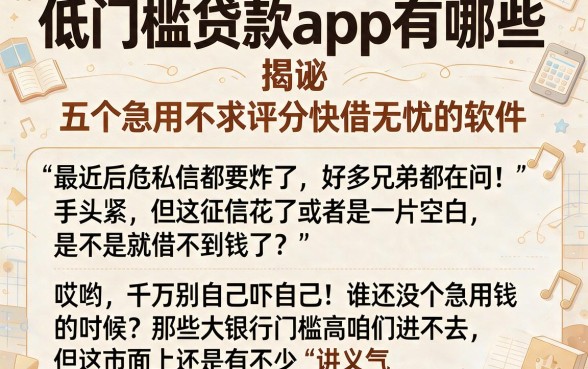 低门槛贷款app有哪些，揭秘五个急用不求评分快借无忧的软件