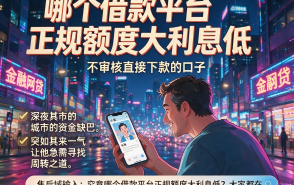 哪个借款平台正规额度大利息低，胪列五个不审核直接下款的口子