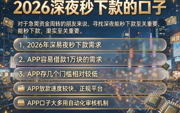2026深夜秒下款的口子,条列五个APP容易借款1万块的app