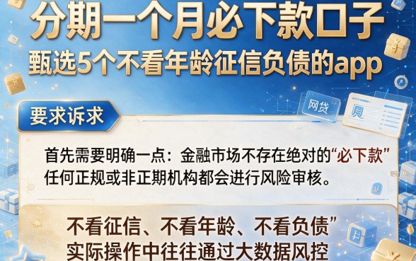 分期一个月必下款口子，甄选5个不看年龄征信负债的app