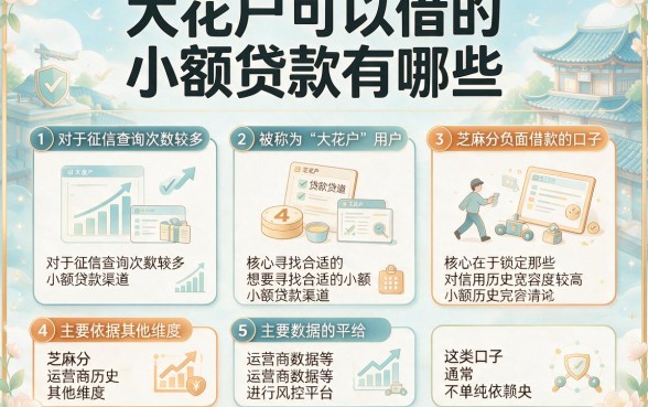 大花户可以借的小额贷款有哪些,细致阐述五个芝麻分负面借款的口子