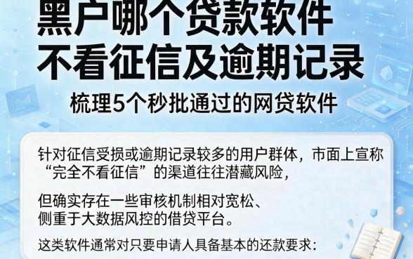 黑户哪个贷款软件不看征信及逾期记录,梳理5个秒批通过的网贷软件