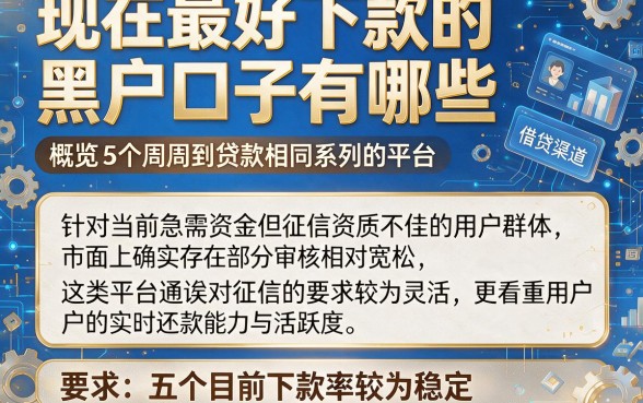 现在最好下款的黑户口子有哪些,概览5个周周到贷款相同系列的平台