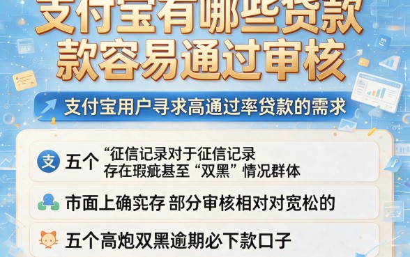 支付宝有哪些贷款容易通过审核，归纳五个高炮双黑逾期必下款口子