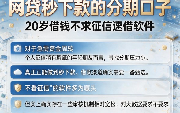 网贷秒下款的分期口子，筛选五个20岁借钱不求征信速借软件