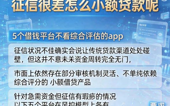 征信很差怎么小额贷款呢,详尽说明5个借钱平台不看综合评估的app