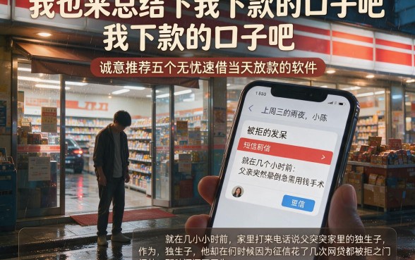 我也来总结下我下款的口子吧,诚意推荐五个无忧速借当天放款的软件