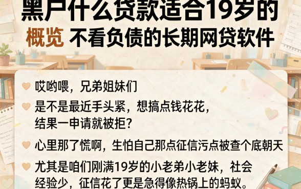 黑户什么贷款适合19岁的，概览五个不看负债的长期网贷软件