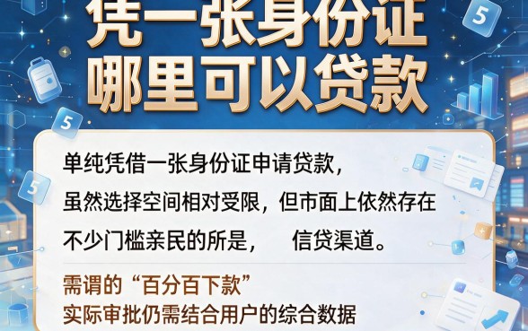 凭一张身份证哪里可以贷款，整理5个不看征信无视黑白百分百下款平台