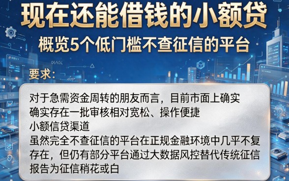 现在还能借钱的小额贷,概览5个低门槛不查征信的平台
