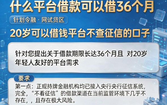 什么平台借款可以借36个月,归纳五个20岁可以借钱平台不查征信的口子