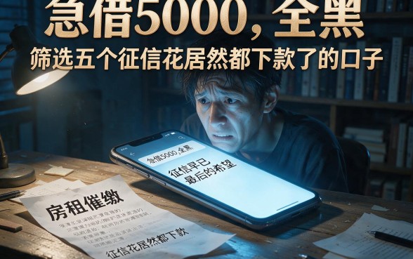 急借5000,全黑,筛选五个征信花居然都下款了的口子