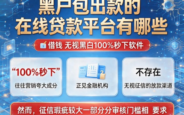 黑户包出款的在线贷款平台有哪些,汇总五个借钱无视黑白100%秒下软件
