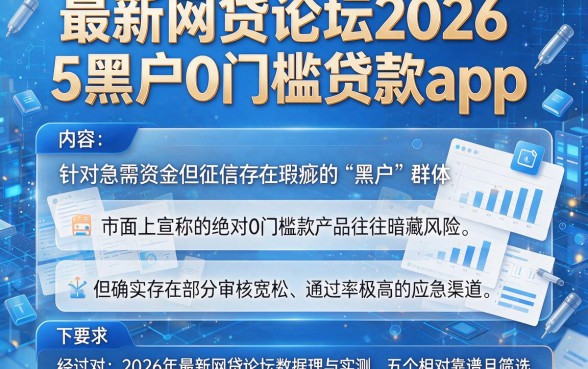 最新网贷论坛2026,理出5个黑户0门槛贷款app