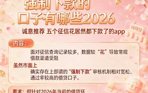 强制下款的口子有哪些2026,诚意推荐五个征信花居然都下款了的app