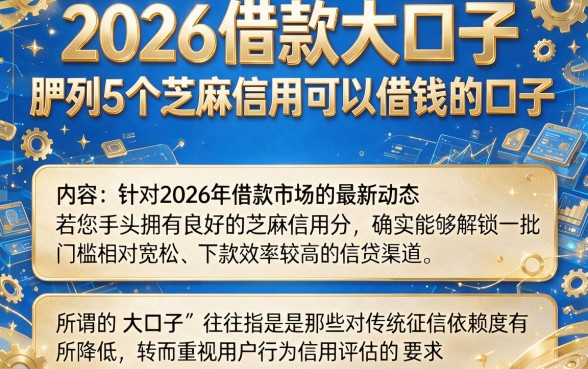2026借款大口子,胪列5个芝麻信用可以借钱的口子