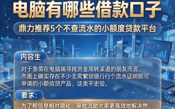 电脑有哪些借款口子,鼎力推荐5个不查流水的小额度贷款平台