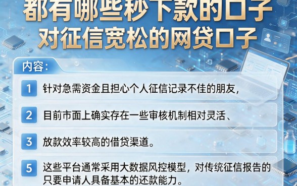 都有哪些秒下款的口子,胪列五个对征信宽松的网贷口子