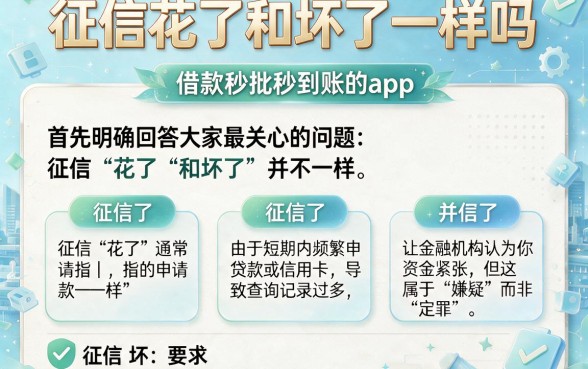 征信花了和坏了一样吗,归纳五个借款秒批秒到账的app