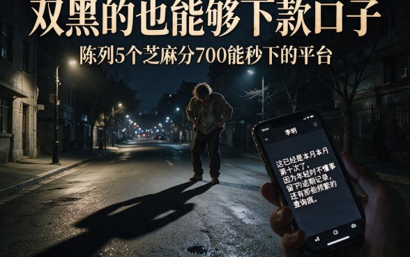 双黑的也能够下款口子，陈列5个芝麻分700能秒下的平台