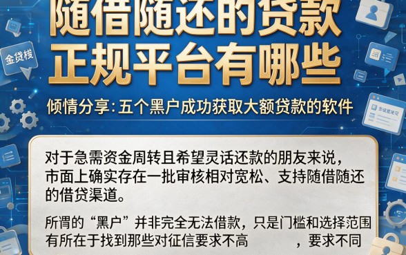 随借随还的贷款正规平台有哪些,倾情分享五个黑户成功获取大额贷款的软件