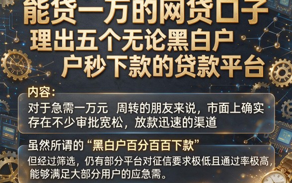 能贷一万的网贷口子，理出五个无论黑白户秒下款的贷款平台
