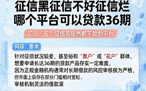 征信黑征信不好征信烂哪个平台可以贷款36期，汇总五个征信花居然都下款的平台