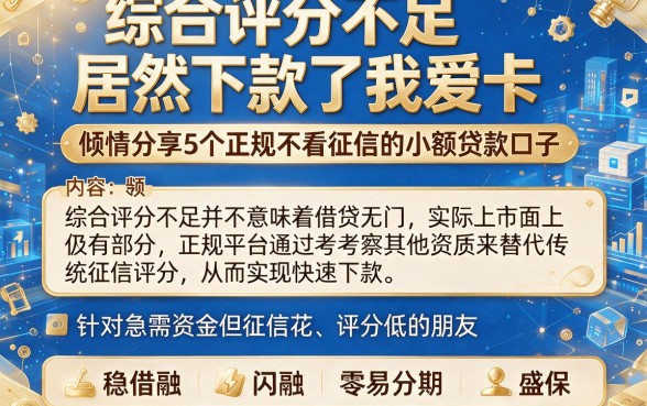 综合评分不足居然下款了我爱卡,倾情分享5个正规不看征信的小额贷款口子