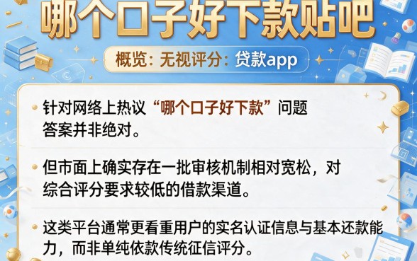 哪个口子好下款贴吧，概览五个无视评分的贷款app