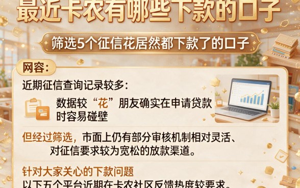最近卡农有哪些下款的口子,筛选5个征信花居然都下款了的口子