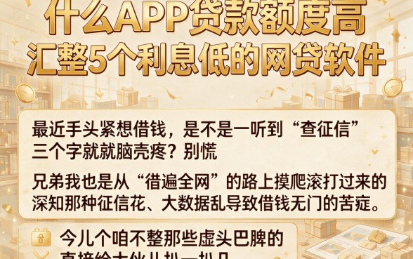 什么APP贷款额度高,汇整5个利息低的网贷软件