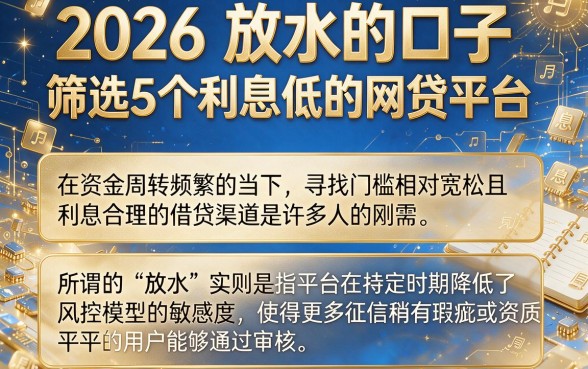 2026 放水的口子,筛选5个利息低的网贷平台