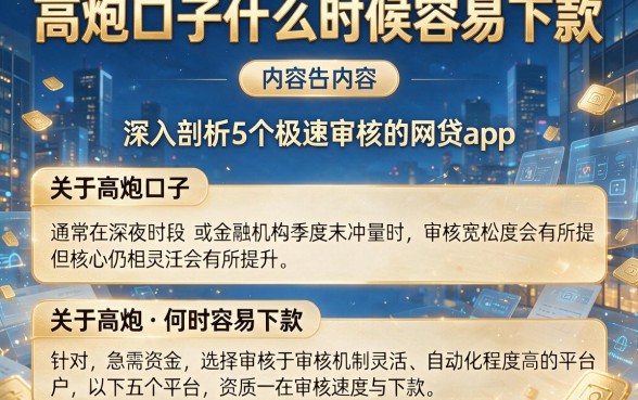 高炮口子什么时候容易下款,深入剖析5个极速审核的网贷app
