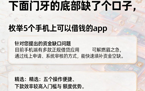 下面门牙的底部缺了个口子,枚举5个手机上可以借钱的app