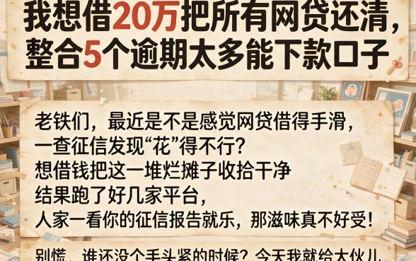 我想借20万把所有网贷还清,整合5个逾期太多能下款口子