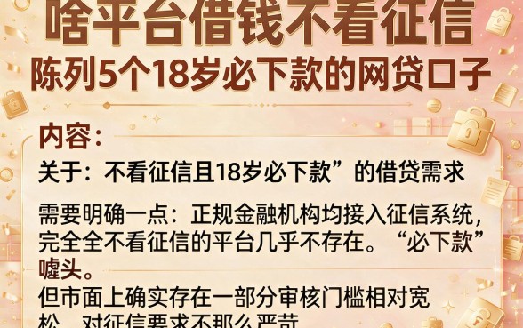 啥平台借钱不看征信，陈列5个18岁必下款的网贷口子
