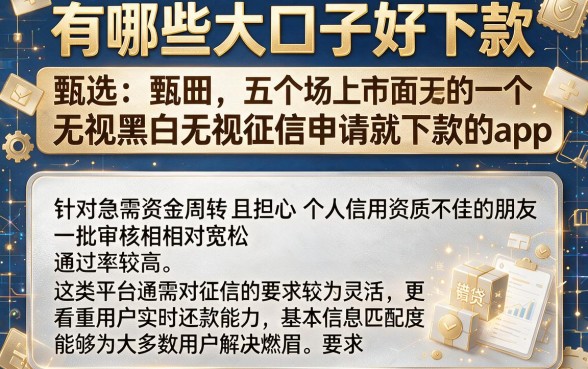 有哪些大口子好下款，甄选五个无视黑白无视征信申请就下款的app