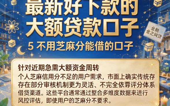 最新好下款的大额贷款口子,归纳5个不用芝麻分能借的口子