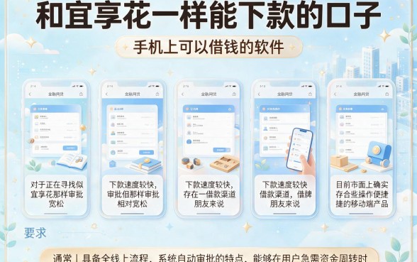 和宜享花一样能下款的口子，整理五个手机上可以借钱的软件