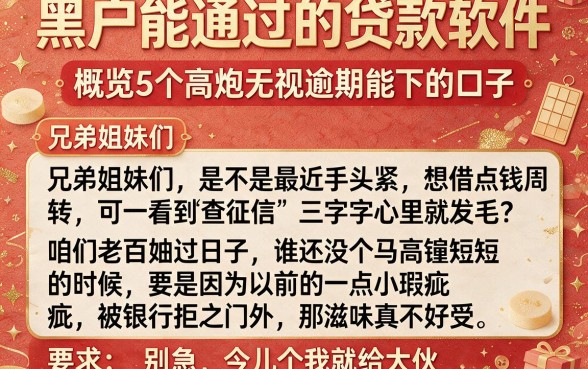 黑户能通过的贷款软件,概览5个高炮无视逾期能下的口子