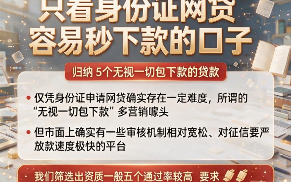 只看身份证网贷容易秒下款的口子，归纳5个无视一切包下款的贷款