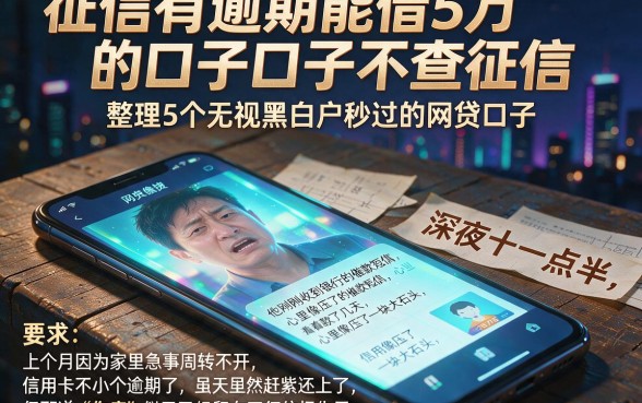 征信有逾期能借5万的口子不查征信，整理5个无视黑白户秒过的网贷口子
