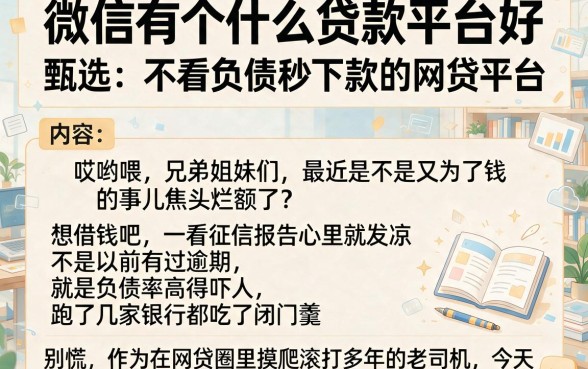微信有个什么贷款平台好,甄选五个不看负债秒下款的网贷平台