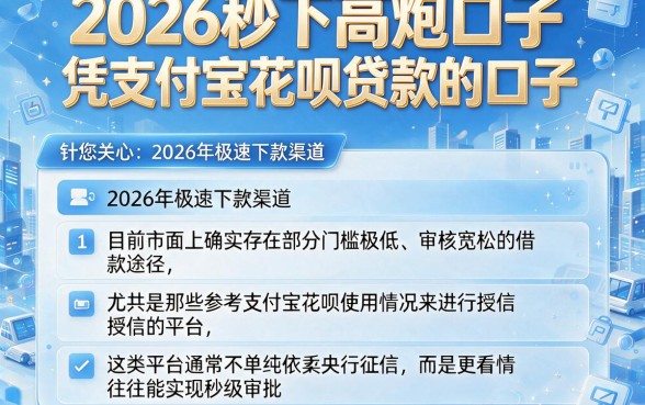 2026秒下高炮口子，细致阐述五个凭支付宝花呗贷款的口子