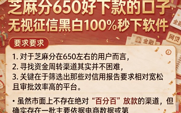 芝麻分650好下款的口子,梳理五个无视征信黑白100%秒下软件
