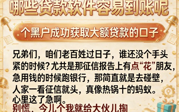 哪些贷款软件容易到账呢，归纳五个黑户成功获取大额贷款的口子