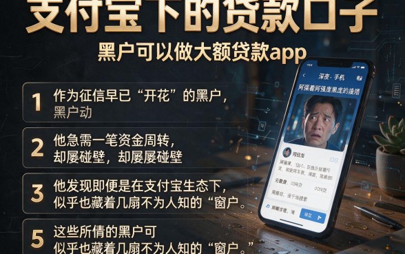 支付宝下的贷款口子,条列5个黑户可以做大额贷款app